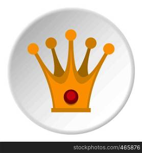 Crown icon in flat circle isolated on white vector illustration for web. Crown icon circle
