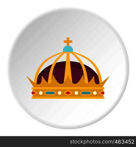 Crown icon in flat circle isolated vector illustration for web. Crown icon circle