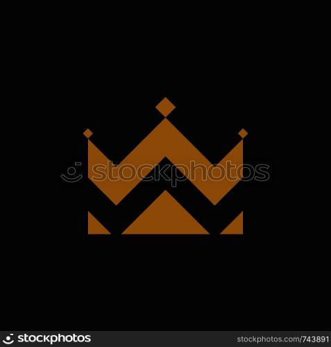 Crown icon in flat style. Gold crown on black background