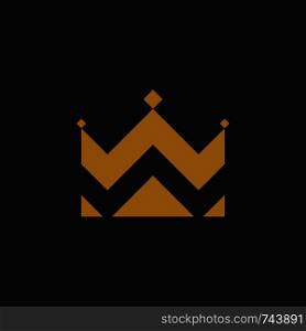 Crown icon in flat style. Gold crown on black background