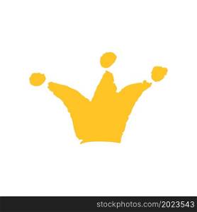 Crown. Icon in hand draw style. Drawing with wax crayons, colored chalk, children&rsquo;s creativity. Vector illustration. Sign, symbol, pin, sticker. Icon in hand draw style. Drawing with wax crayons, children&rsquo;s creativity