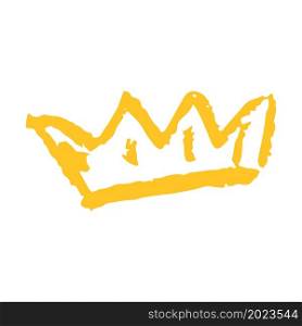 Crown. Icon in hand draw style. Drawing with wax crayons, colored chalk, children&rsquo;s creativity. Vector illustration. Sign, symbol, pin. Icon in hand draw style. Drawing with wax crayons, children&rsquo;s creativity