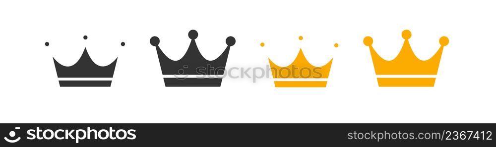 Crown icon. King head decoration symbol set. Sign corona vector.