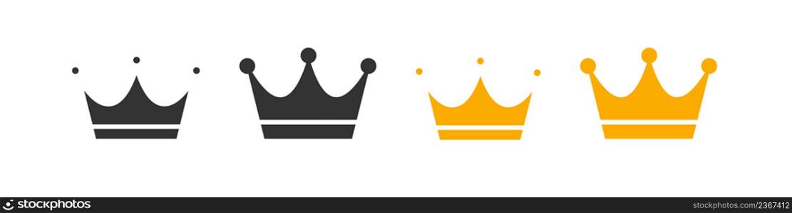 Crown icon. King head decoration symbol set. Sign corona vector.