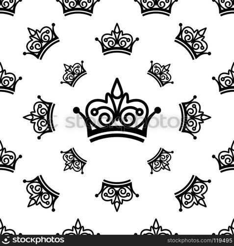 Crown Icon Seamless Pattern, Crown Vector Art Illustration