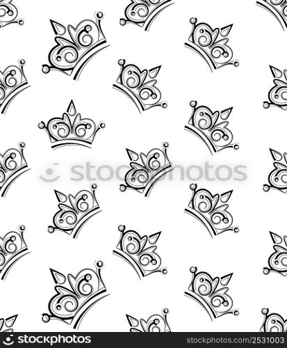 Crown Icon Seamless Pattern, Crown Vector Art Illustration