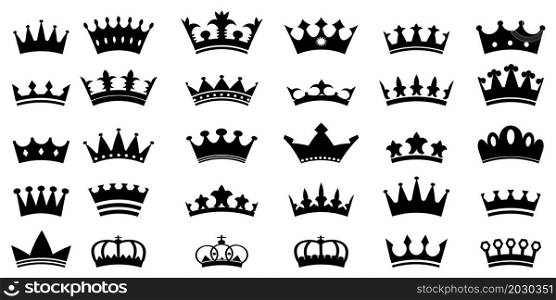 Crown icon set. Big collection. Black silhouette shape. Hand drawn. Modern design. Vector illustration. Stock image. EPS 10.. Crown icon set. Big collection. Black silhouette shape. Hand drawn. Modern design. Vector illustration. Stock image.