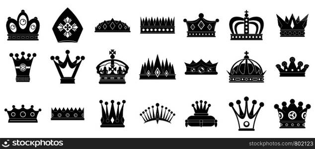 Crown icon set. Simple set of crown vector icons for web design isolated on white background. Crown icon set, simple style