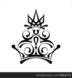 Crown Icon, Traditional Head Adornment Vector Art Illustration