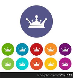 Crown icons color set vector for any web design on white background. Crown icons set vector color