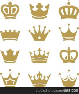 Crown icons isolated on white background vector image