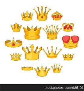 Crown icons set. Cartoon illustration of 16 crown vector icons for web. Crown icons set, cartoon style