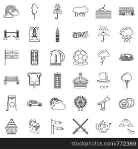 Crown icons set. Outline style of 36 crown vector icons for web isolated on white background. Crown icons set, outline style