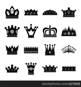 Crown icons set. Simple illustration of 16 crown vector icons for web. Crown icons set, simple style