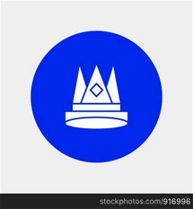 Crown, King, Empire, First, Position, Achievement white glyph icon