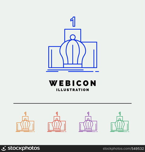Crown, king, leadership, monarchy, royal 5 Color Line Web Icon Template isolated on white. Vector illustration. Vector EPS10 Abstract Template background