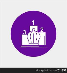 Crown, king, leadership, monarchy, royal White Glyph Icon in Circle. Vector Button illustration. Vector EPS10 Abstract Template background