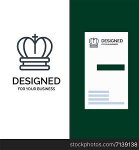 Crown, King, Royal, Empire Grey Logo Design and Business Card Template