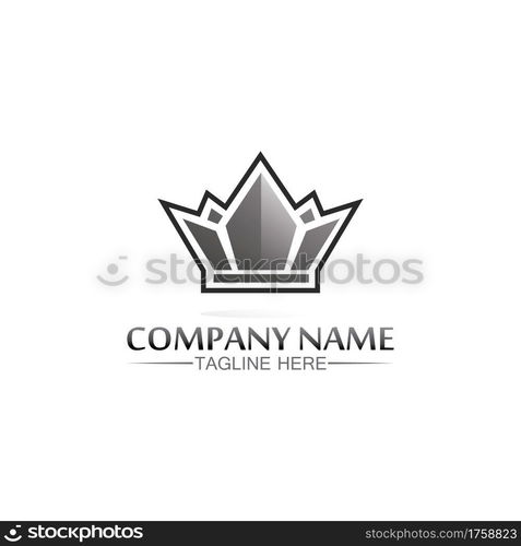 Crown Logo Template vector icon illustration design, vector icon crown, King, queen, logo design for business and corporate, succes, royal