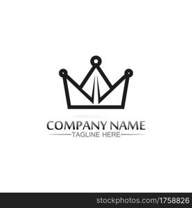 Crown Logo Template vector icon illustration design, vector icon crown, King, queen, logo design for business and corporate, succes, royal