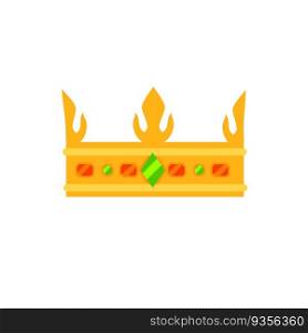 Crown of king icon. Queen golden tiara. Medieval attribute of monarch. Symbol of success and victory, awards. Flat cartoon. Crown of king icon. Queen golden tiara.