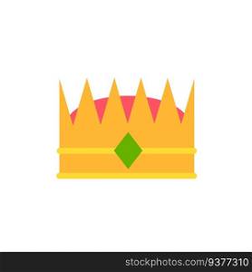 Crown of king icon. Queen golden tiara. Medieval attribute of monarch. Symbol of success and victory, awards. Flat cartoon. Crown of king icon. Queen golden tiara.