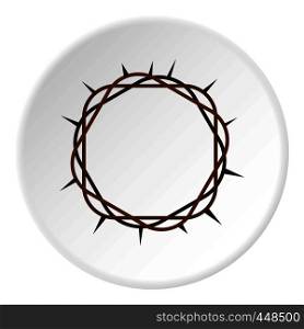 Crown of thorns icon in flat circle isolated vector illustration for web. Crown of thorns icon circle