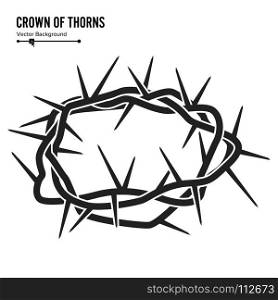 Crown Of Thorns. Silhouette Of A Crown Of Thorns. Jesus Christ. Isolated On White Background. Vector Illustration.. Crown Of Thorns. Silhouette Of A Crown Of Thorns. Jesus Christ. Isolated On White Background. Vector