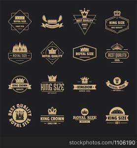 Crown royal logo icons set. Simple illustration of 16 crown royal logo vector icons for web. Crown royal logo icons set, simple style