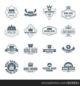 Crown royal logo icons set. Simple illustration of 16 crown royal logo vector icons for web. Crown royal logo icons set, simple style