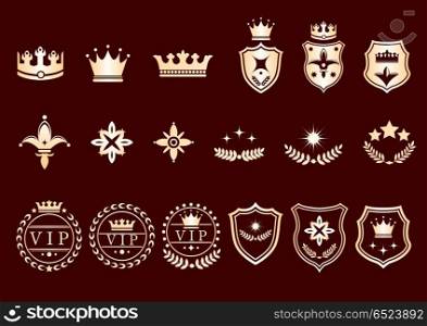 Crown set.. Creative conceptual vector. Set of crown logos and icons.