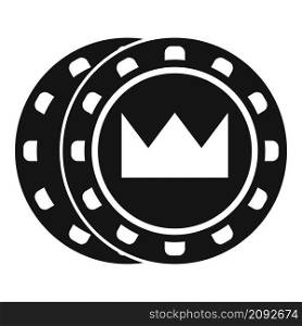 Crown token chips icon simple vector. Casino poker. Vegas play token. Crown token chips icon simple vector. Casino poker