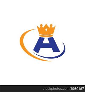 Crown with A initial letter illustration logo template vector design