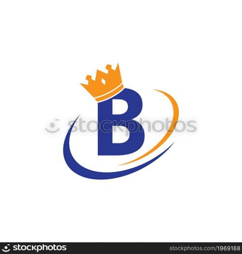 Crown with B initial letter illustration logo template vector design