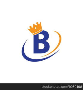 Crown with B initial letter illustration logo template vector design