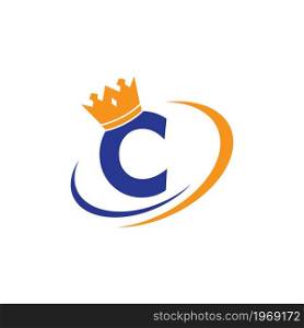 Crown with C initial letter illustration logo template vector design