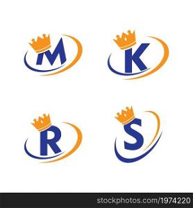 Crown with initial letter illustration logo template vector design