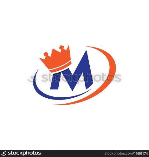 Crown with M initial letter illustration logo template vector design