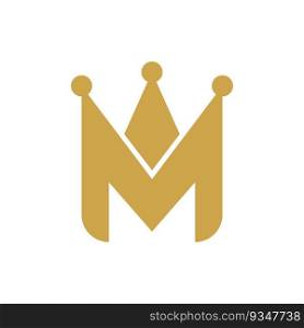 Crown with M initial letter logo template vector flat design