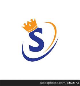 Crown with S initial letter illustration logo template vector design