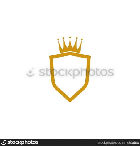 Crown with shield logo vector icon template design