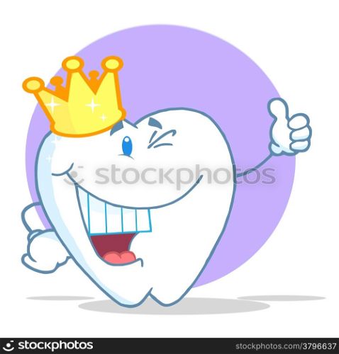 Crowned Tooth Character Giving The Thumbs Up