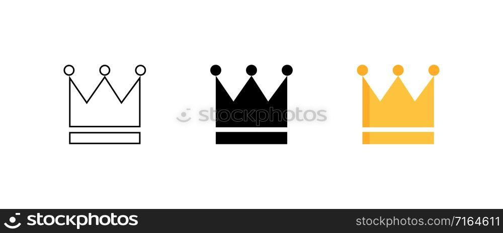 Crowns collection. Crown in different styles. Crowns isolated on white background. Crown vector icons. Vector illustration