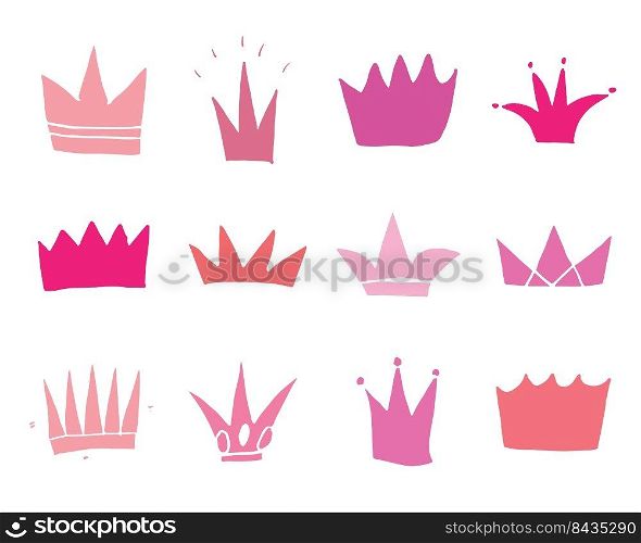 Crowns doodles set, hand drawn royal sketch, Vector Illustration.. Crowns doodles set, hand drawn royal sketch, Vector Illustration