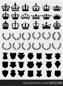 crowns, shields, wreaths