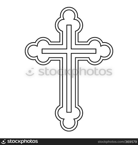 Crucifix icon in outline style on a white background vector illustration. Crucifix icon in outline style