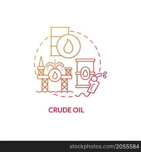 Crude oil red gradient concept icon. Fossil fuel. Nonrenewable energy sources abstract idea thin line illustration. Isolated outline drawing. Roboto-Medium, Myriad Pro-Bold fonts used. Crude oil red gradient concept icon
