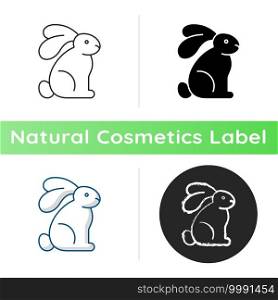 Cruelty free icon. Creation of cosmetics without testing on animals. Manifestation of humanity. Animal rights movement. Linear black and RGB color styles. Isolated vector illustrations. Cruelty freechalk icon