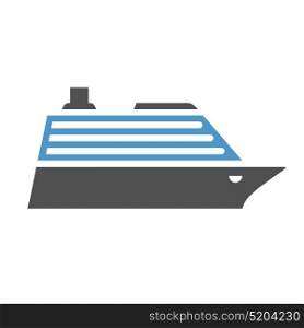 Cruise liner - gray blue icon isolated on white background. Water flat icon