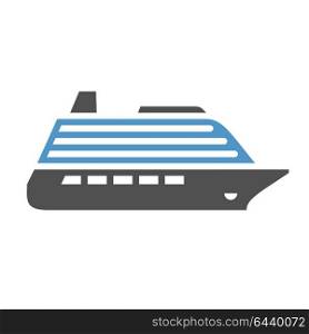 Cruise liner - gray blue icon isolated on white background. Water flat icon